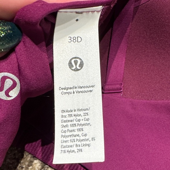 Lululemon Energy Zip-Front Bra *High-Support, Chilled Grape - 38D - NWT - Picture 7 of 8